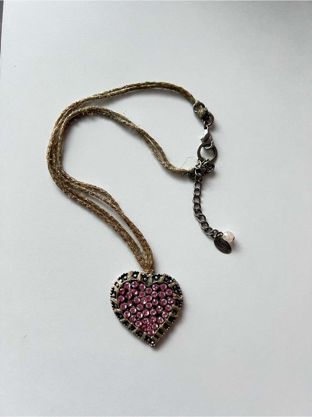 Pink Crystal Heart Pendant Necklace